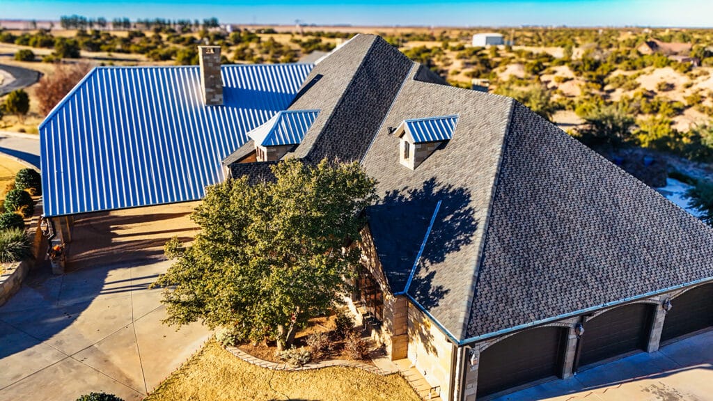Chapman building roofing aerial view